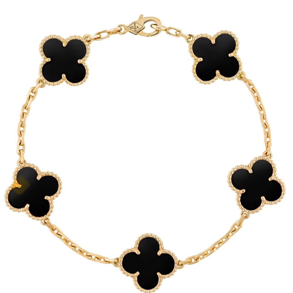 ORIGINAL Van Cleef & Arpels Vintage Alhambra Bracelet 18k Y.G  Black Onyx